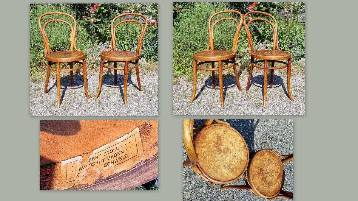 4 chairs bistrot n ° 14 and n ° 18 early twentieth