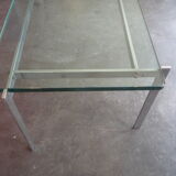 Vintage coffee table circa 1960 - chrome and very thick glass