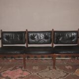 Cadett 3-seater sodfa in teak and leather by Eric Merthen, Sweden 1960s