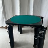Square table mutlifunction Italian design, signed reversible board for the game, bar legs
