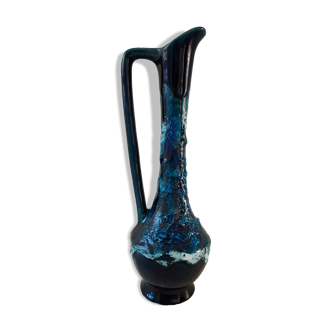 Vase en céramique Fat Lava bleu années 60
