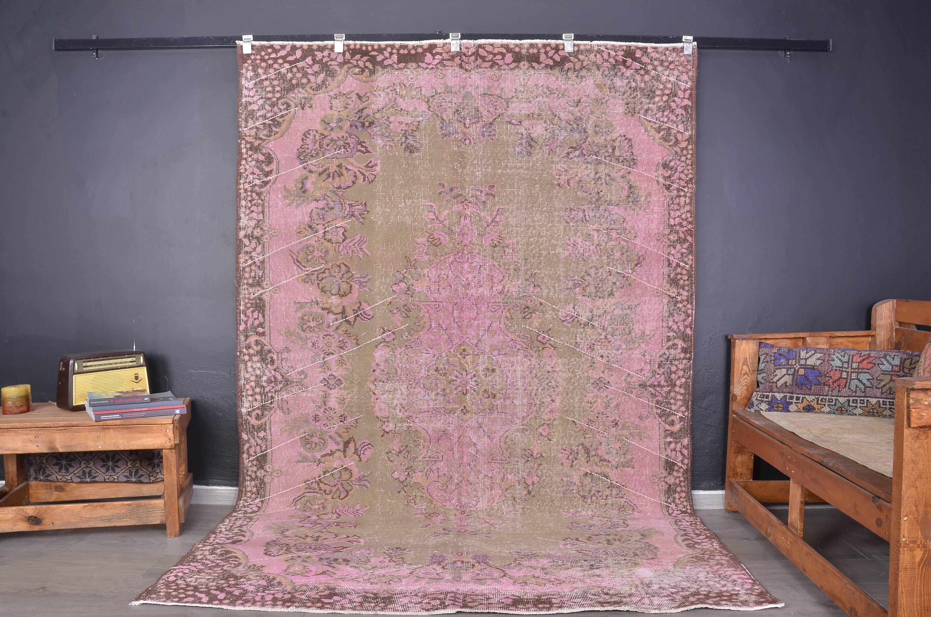 Pink Oushak Turkish Carpet sku 1915