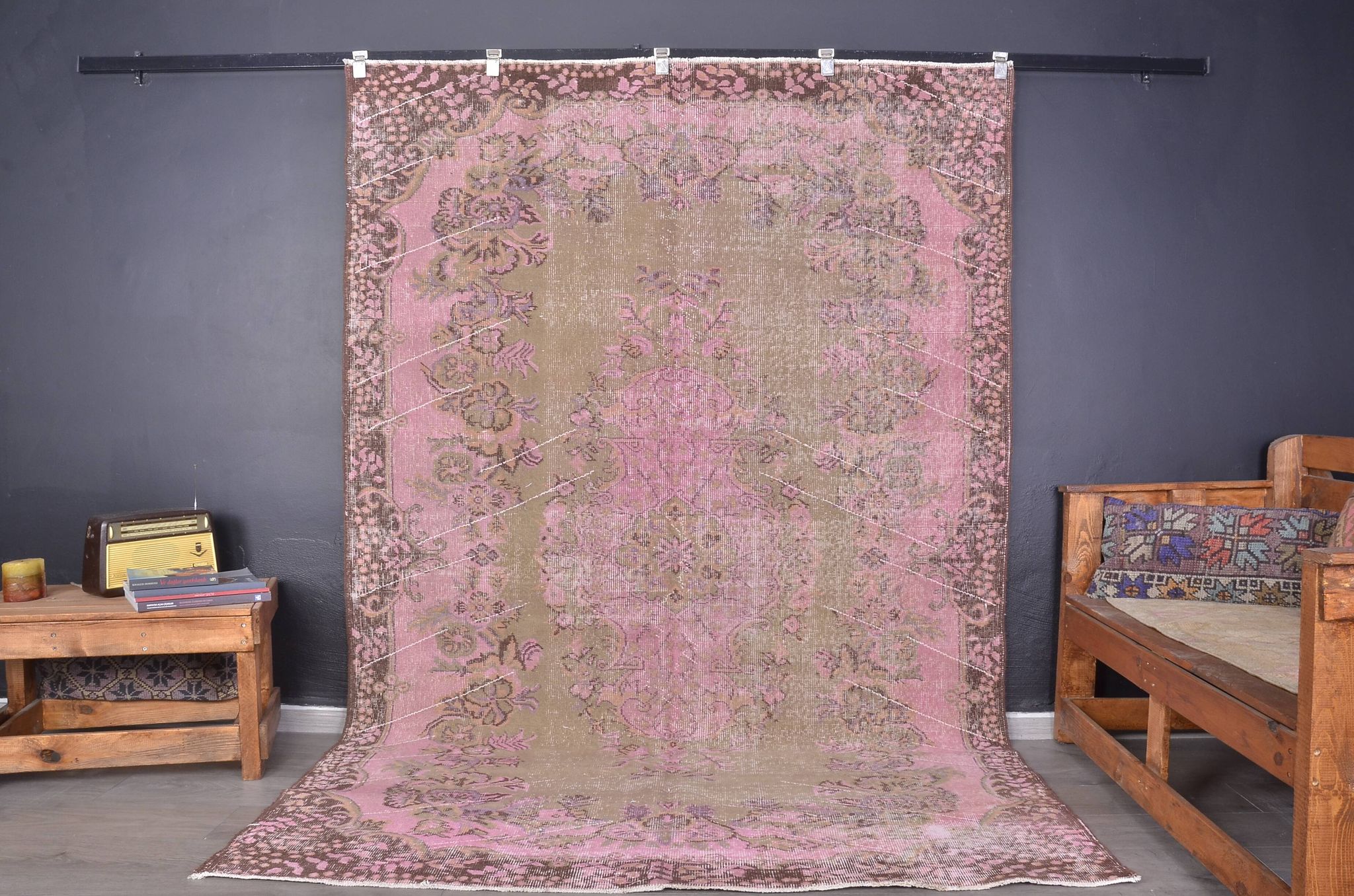 Tapis turc Oushak rose