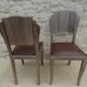 Two restyled leather-style chairs with nails