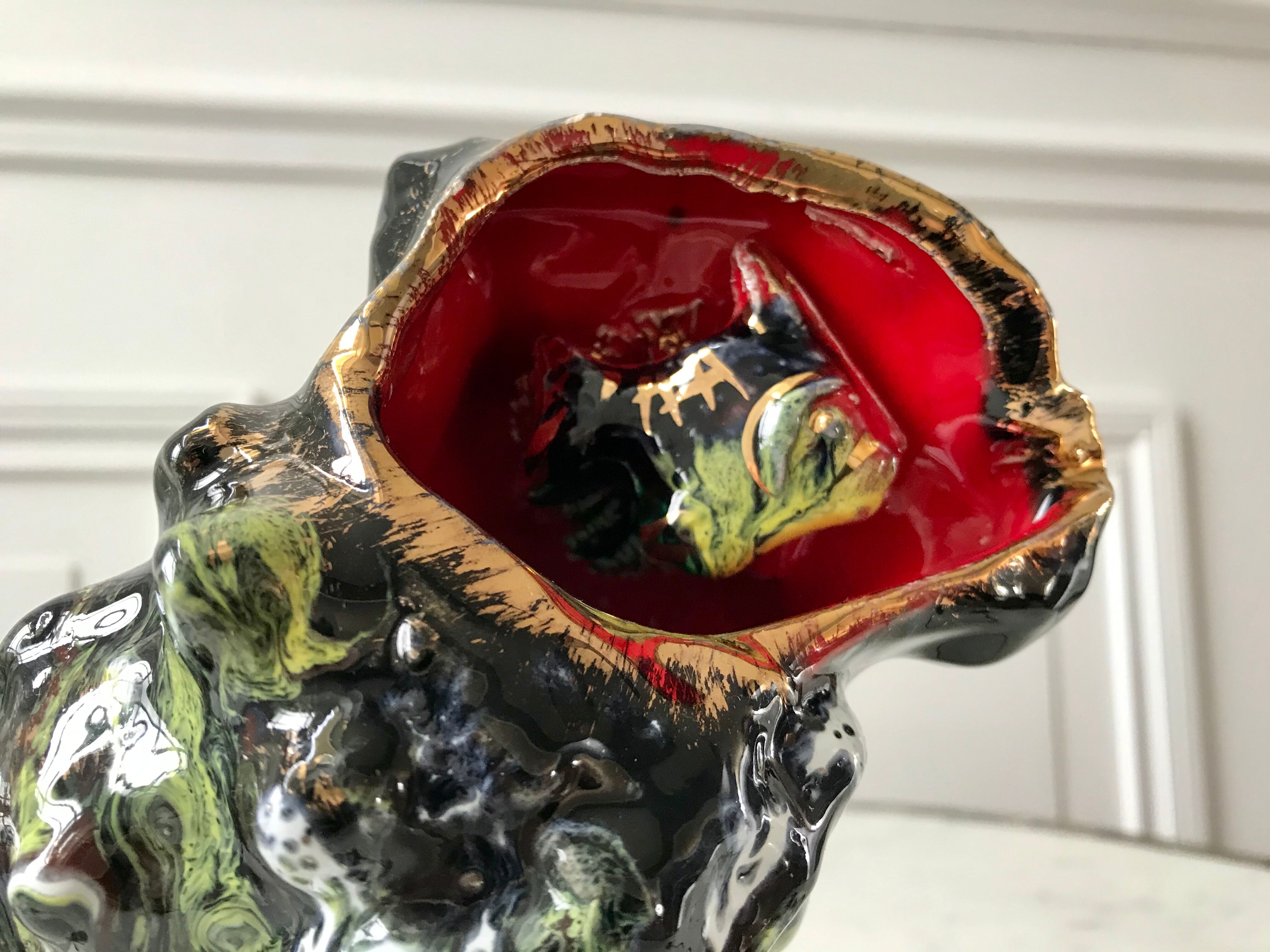 Vallauris lamp signed shellfish and fish 70s