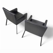 Paire de fauteuils Manet Minotti 2004 / cuir marron foncé / chrome