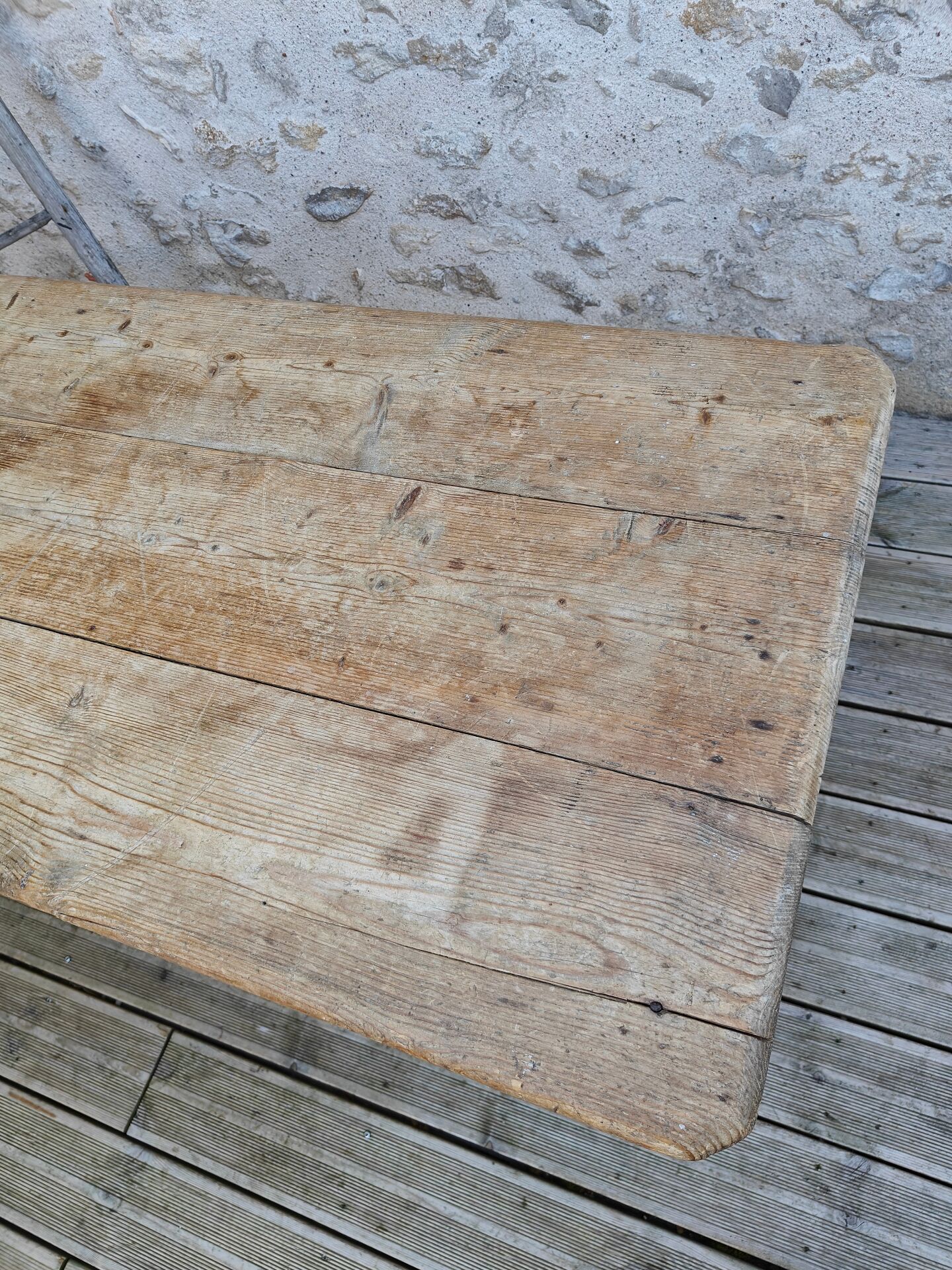 Small antique farmhouse table in solid pine.