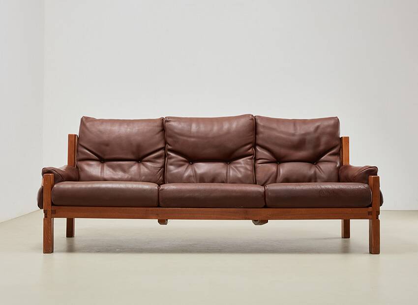 Pierre Chapo S32 Leather Sofa for Atelier Chapo France 1960s