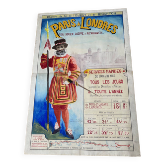 Ancien projet d'affiche chemin de fer paris londres signe caulo