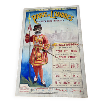 Old draft railway poster paris london caulo sign