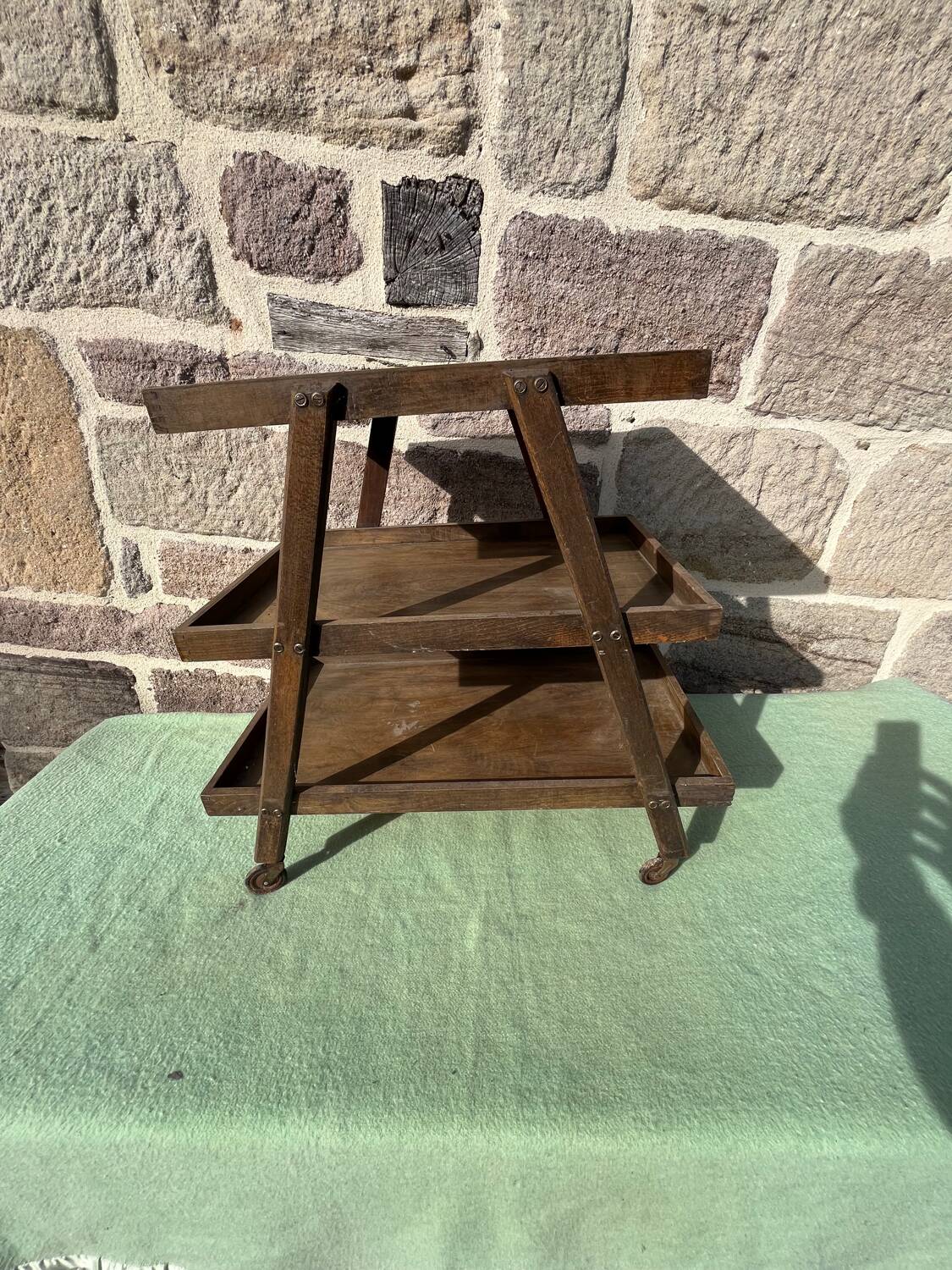 Wooden serving trolley