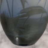 Art Nouveau vase by Gallé in acid-etched glass paste with vegetation