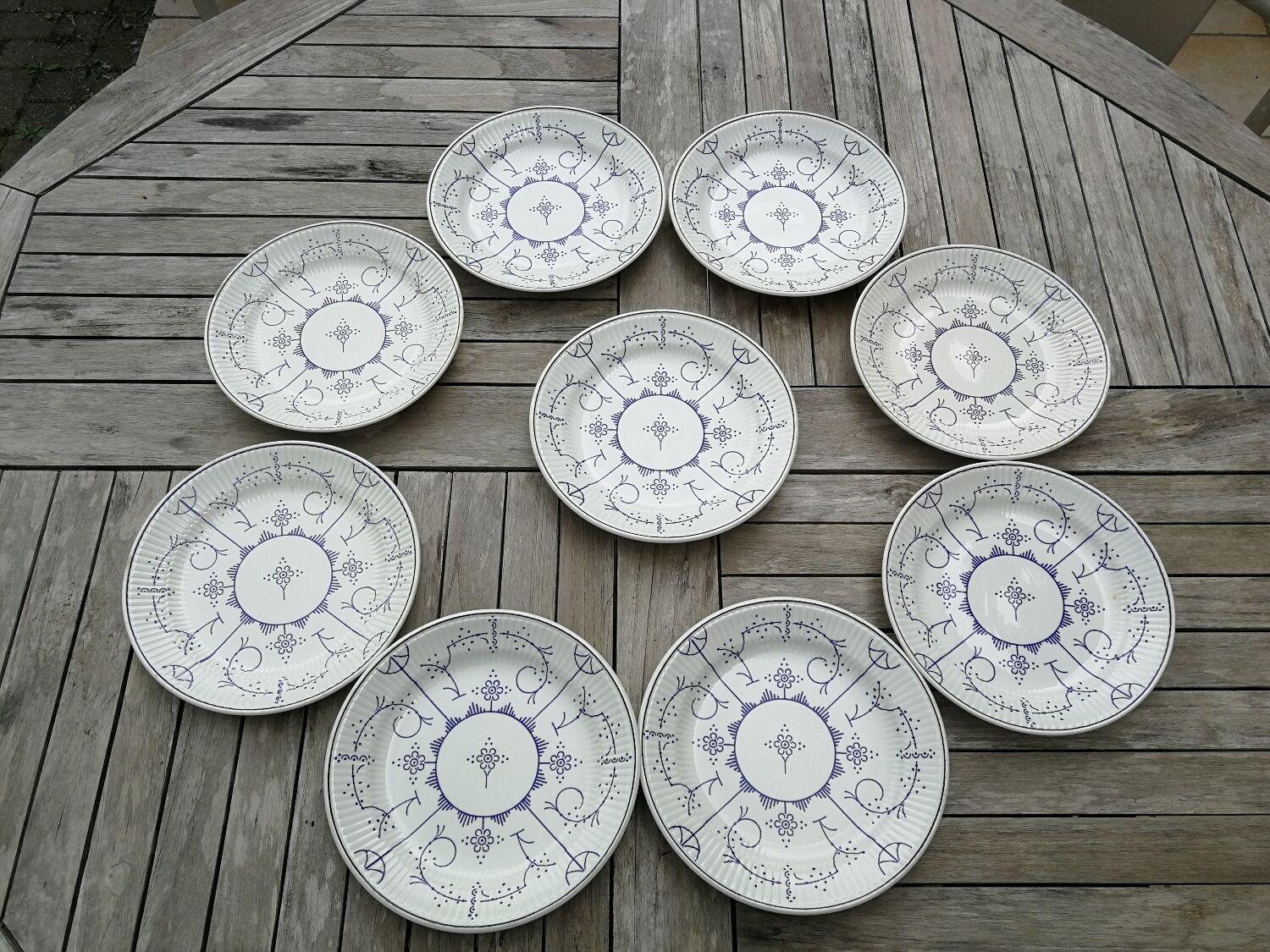 Set of 9 flat plates Copenhagen from Royal Boch