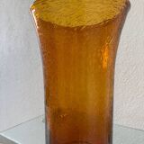 Large amber bubble glass vase from the 60s