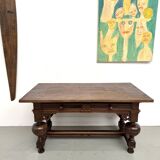 Neo-Renaissance desk in solid oak, circa 1900