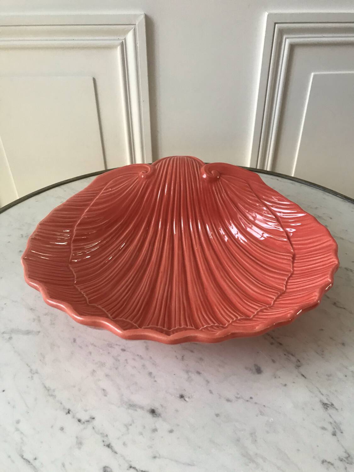 Large pink shell dish Made in Italy vintage