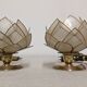 Pair of mother-of-pearl lotus flower bedside or mood lamps