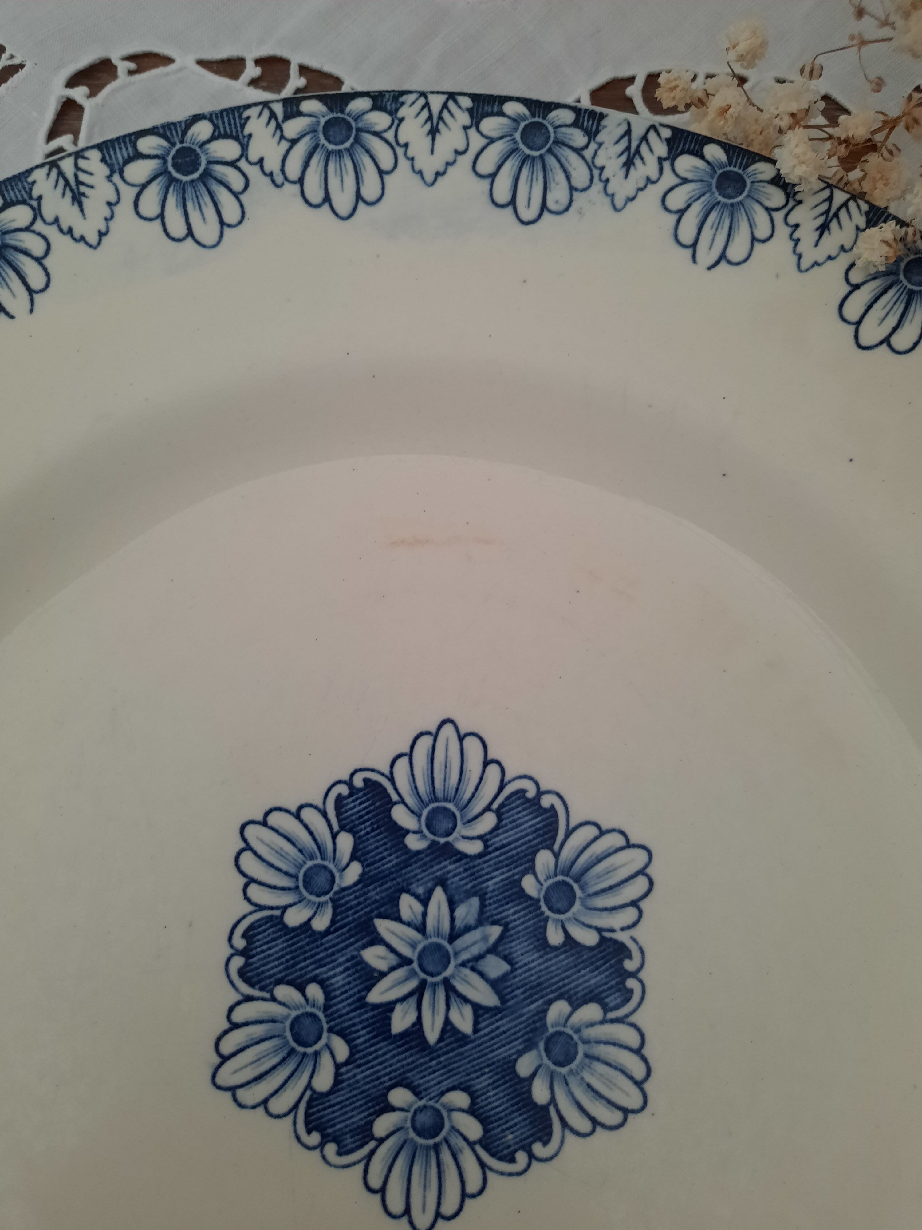 6 old flat plates mismatched iron earth