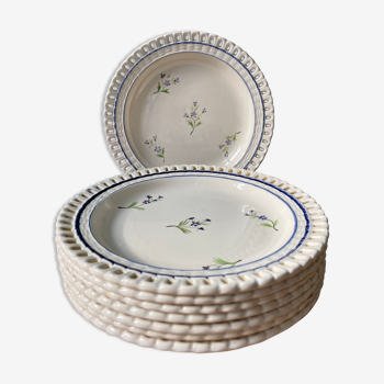 Lot de 8 petites assiettes Niderviller décor au Barbeau