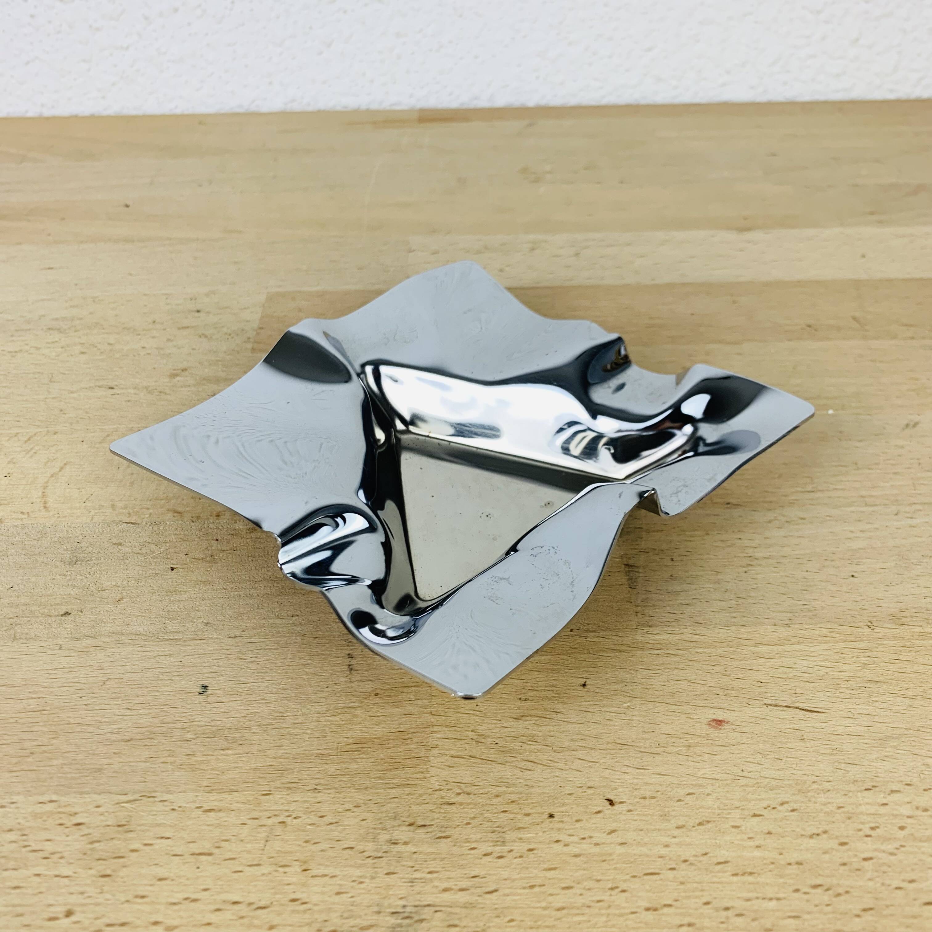 Chromed stainless steel designer ashtray