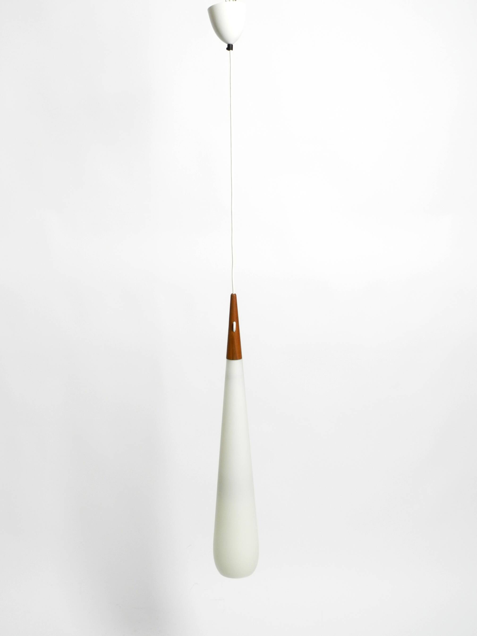 Rare Uno & Östen Kristiansson pendant lamp in opal glass and teak | Made by