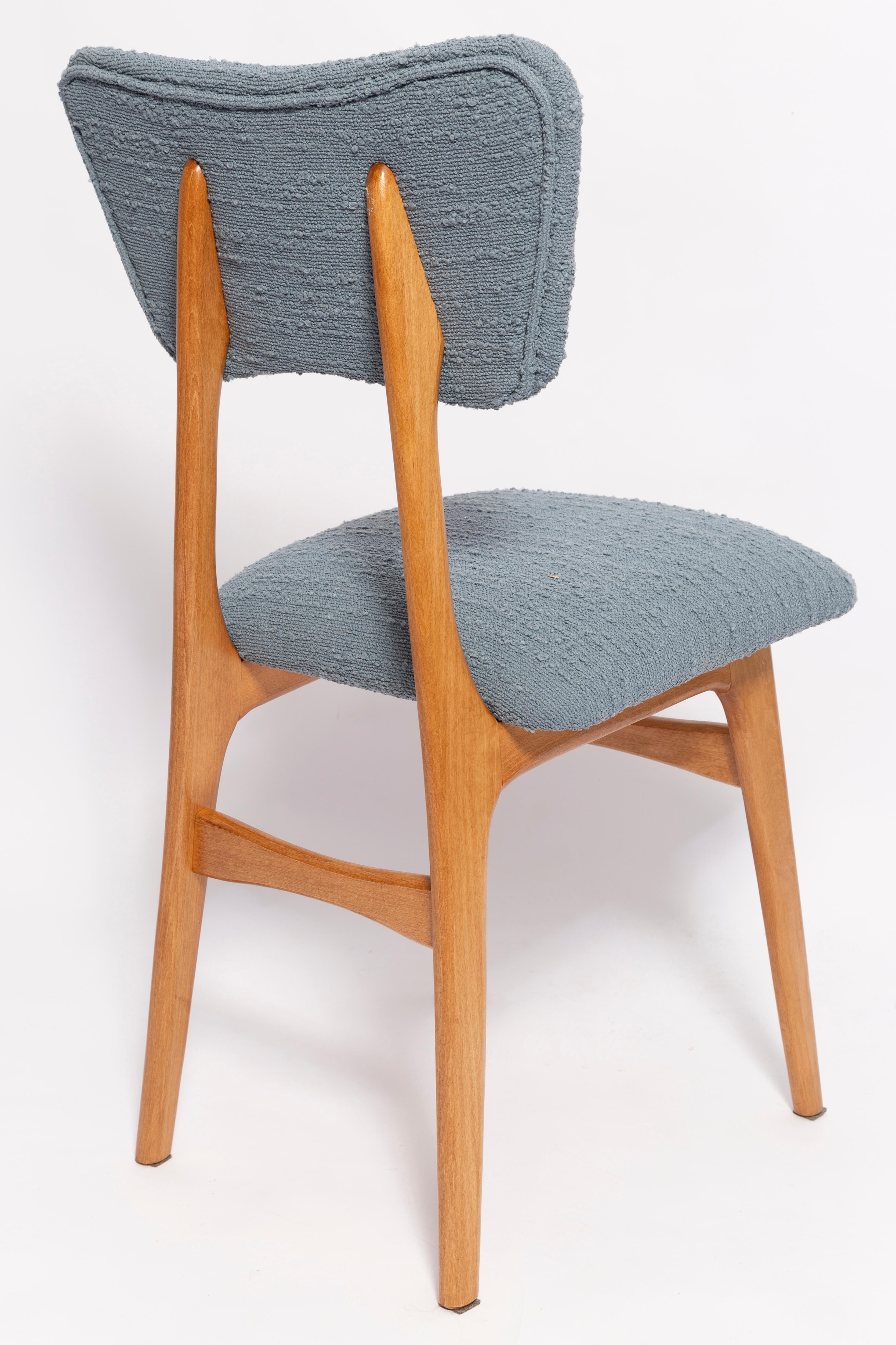 Mid-century butterfly dining chair, grey bouclé, Europe, 1960s
