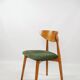 Scandinavian design dining room chairs in green velvet, set of 4