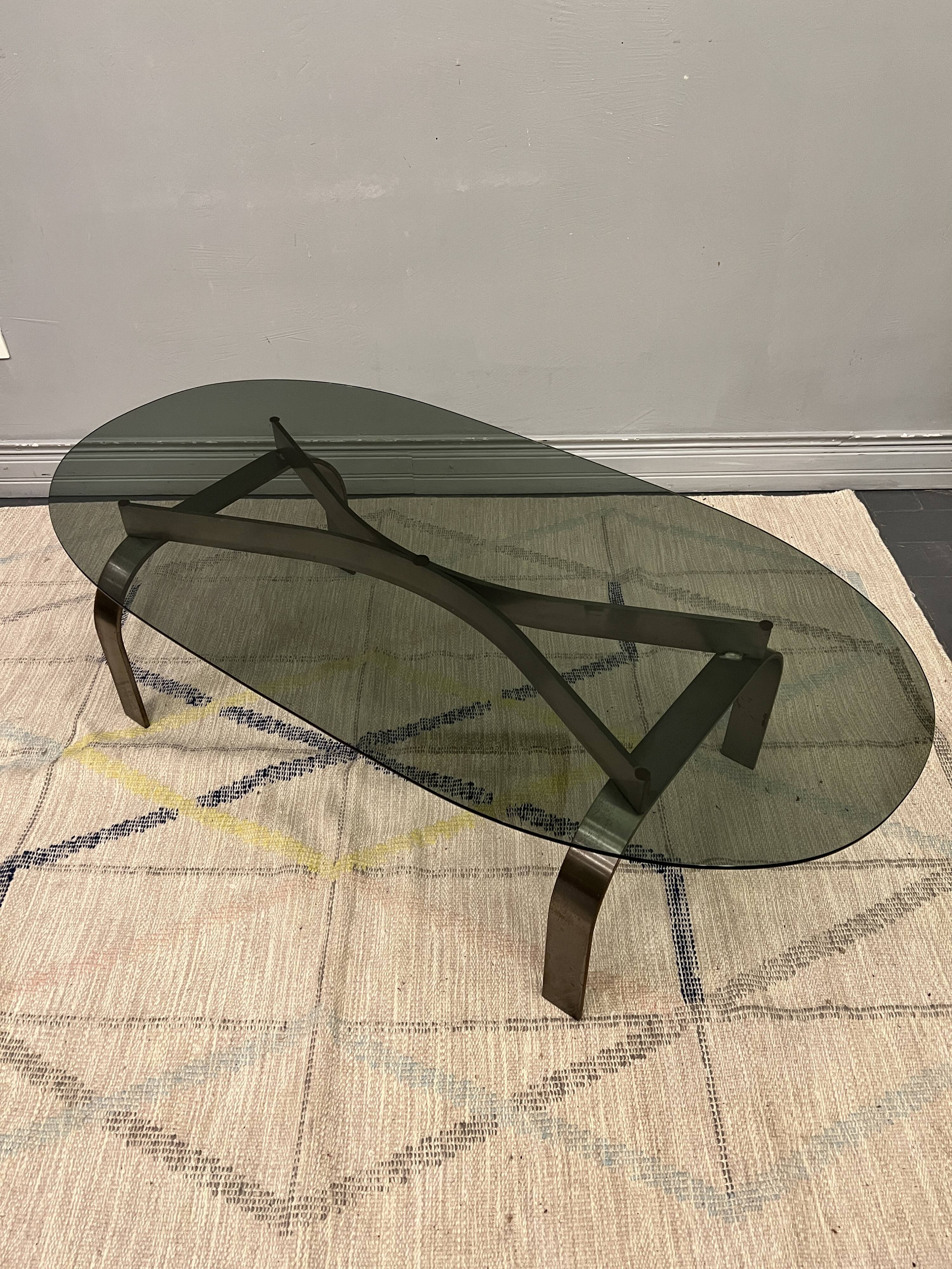 Chromed coffee table and smoked glass