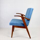 Vintage Ocean Blue Easy Chair attributed to Mieczyslaw Puchala, 1970s