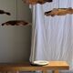 Very large wavy flat leaf suspension in smooth teak D:60