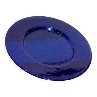 Plat/Assiette en verre bleu vintage