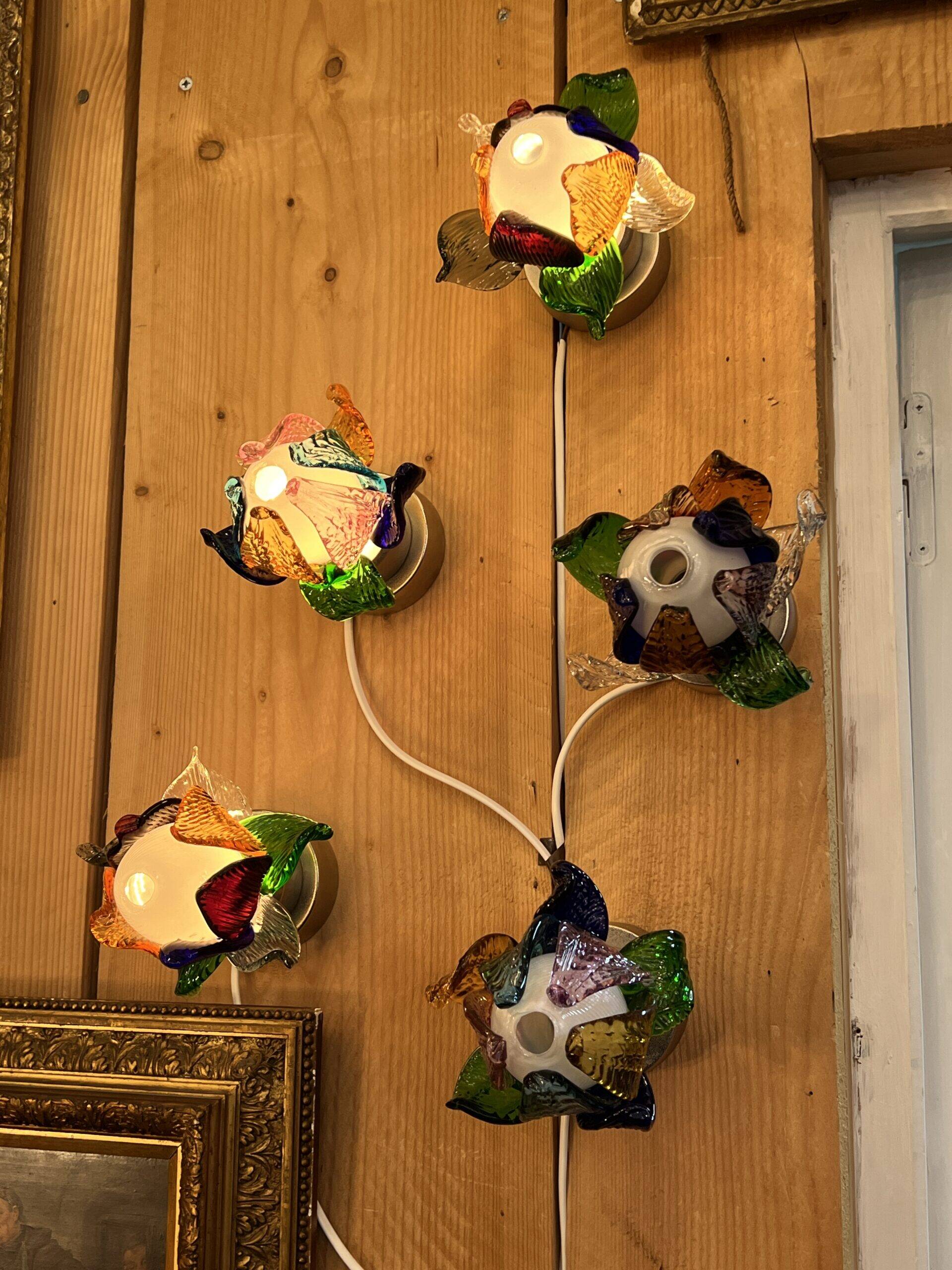 Rare series of 5 Murano Borek Sipek (1949-2016) flower-shaped sconces