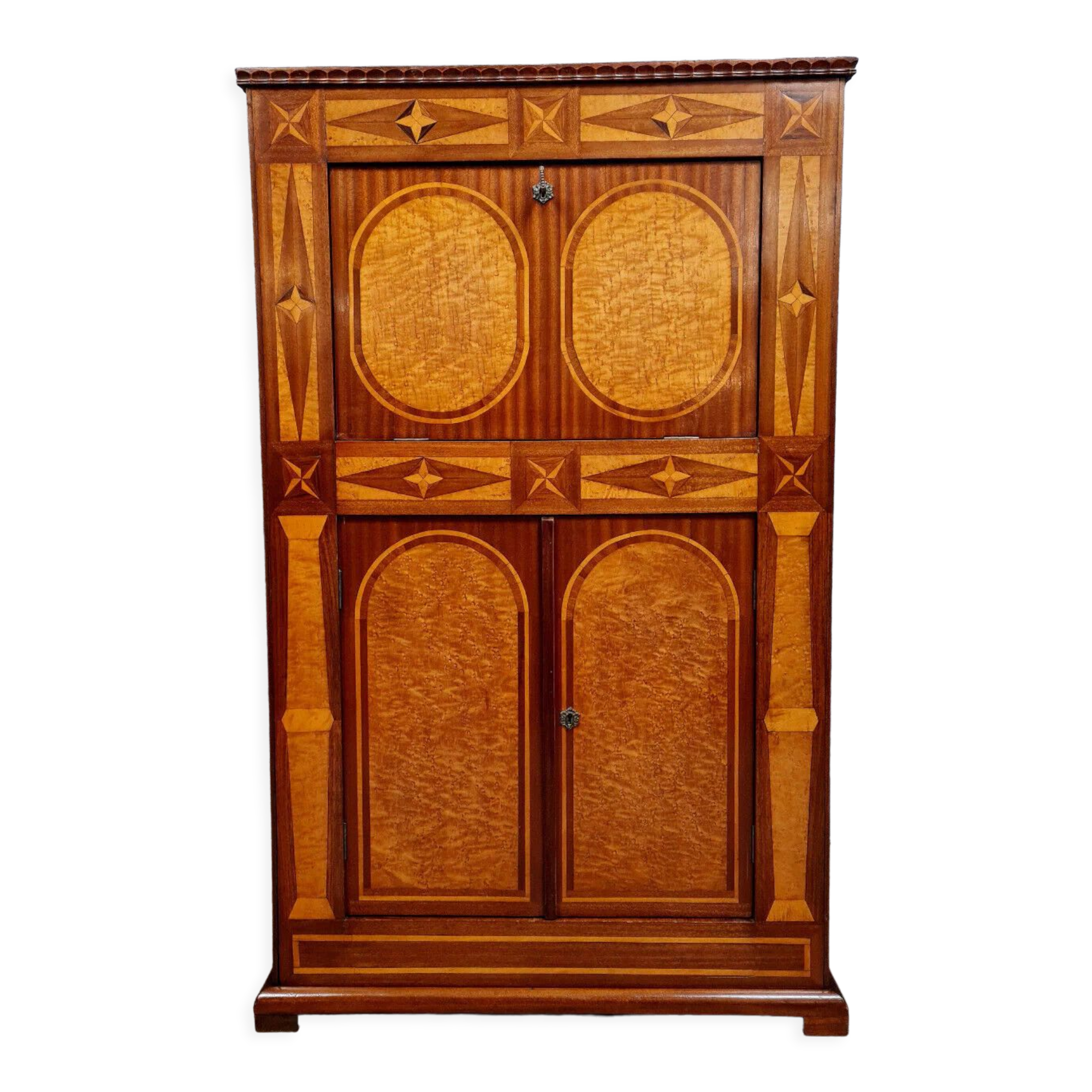Secretary of Dame Restauration/Charles X in precious wood marquetry circa 1900