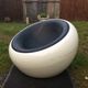 Armchair design egg pod ball chair iconik white and imitation black leather as it is.