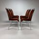 Set of 6 Belgium Tubular Frame and Velvet Dining Chairs, 1970s