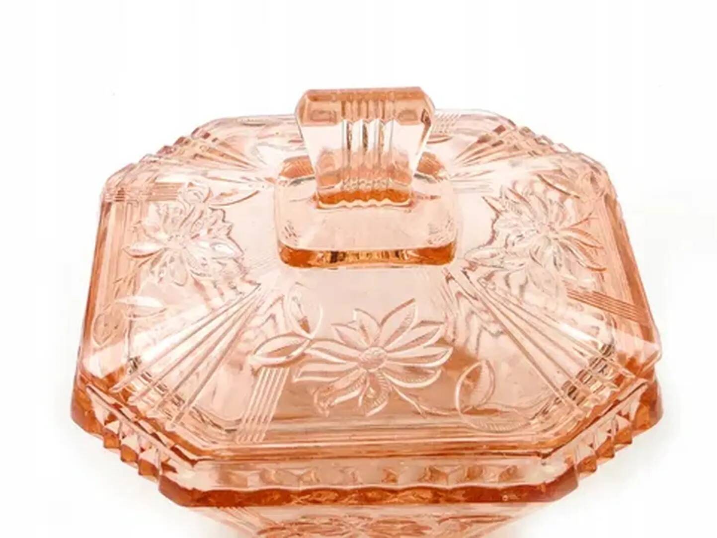 Art Deco bonbonniere, rose glass, Germany, 1960s