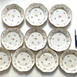 VEB R Reichenbach 10 plates in floral porcelain