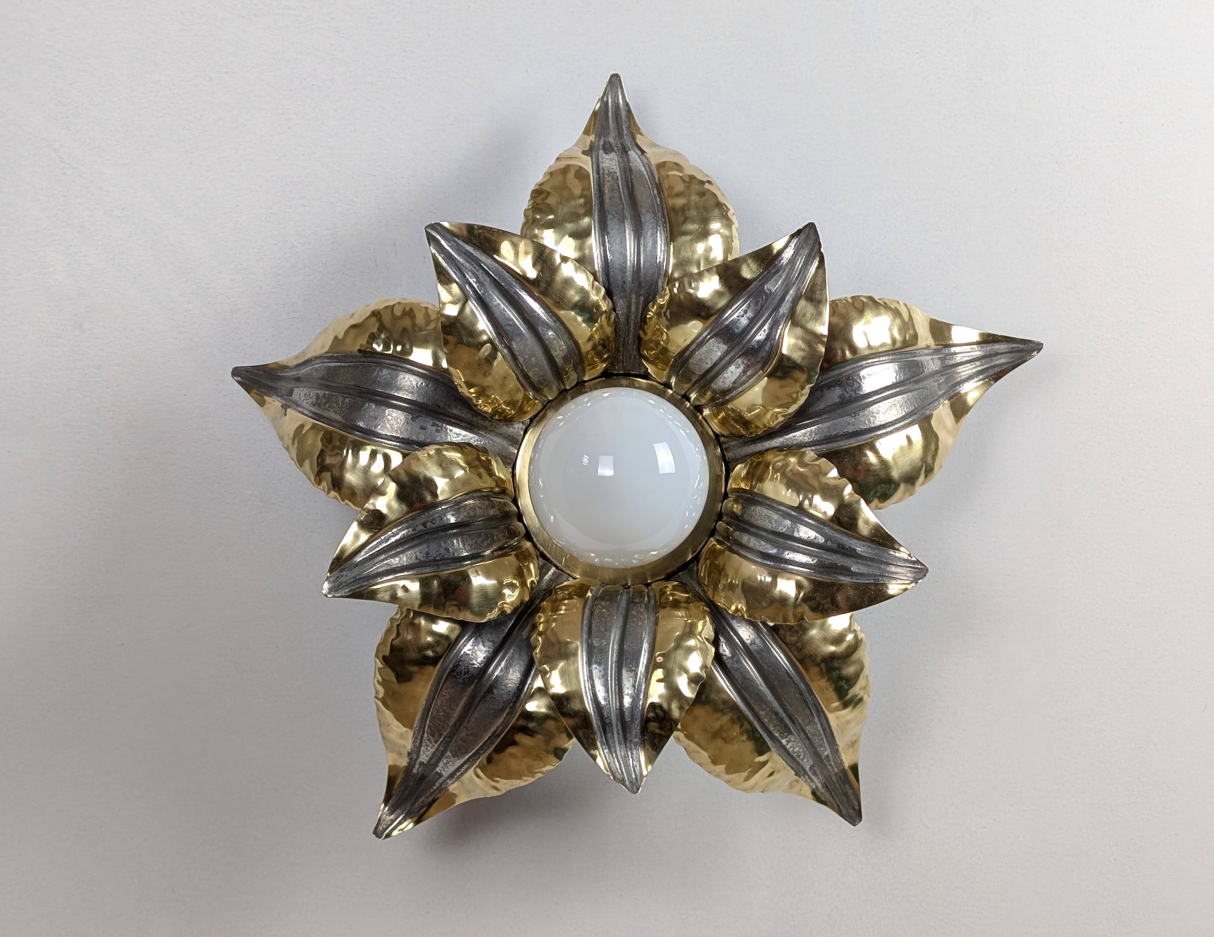 70's Brutalist Brass Wall/Ceiling Light