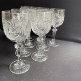 10 Bohemian cut crystal wine glasses