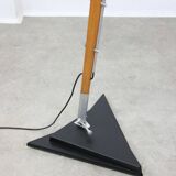 Mid-century italian aluminum & wood floor lamp with reflector
