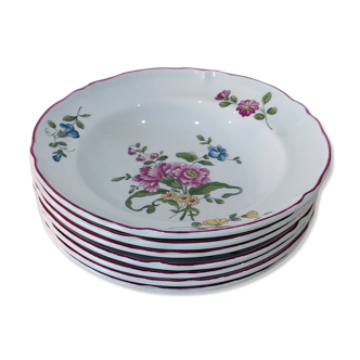 7 assiettes creuses en porcelaine de Limoges St Amand 1713