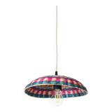 Handmade hanging lamp in colorful woven wicker, Morocco 30x30cm