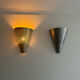 Pair of vintage conical wall lights, ribbed metal, Sweden 1970
