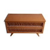 Vintage 1960s wooden toy box and rattan