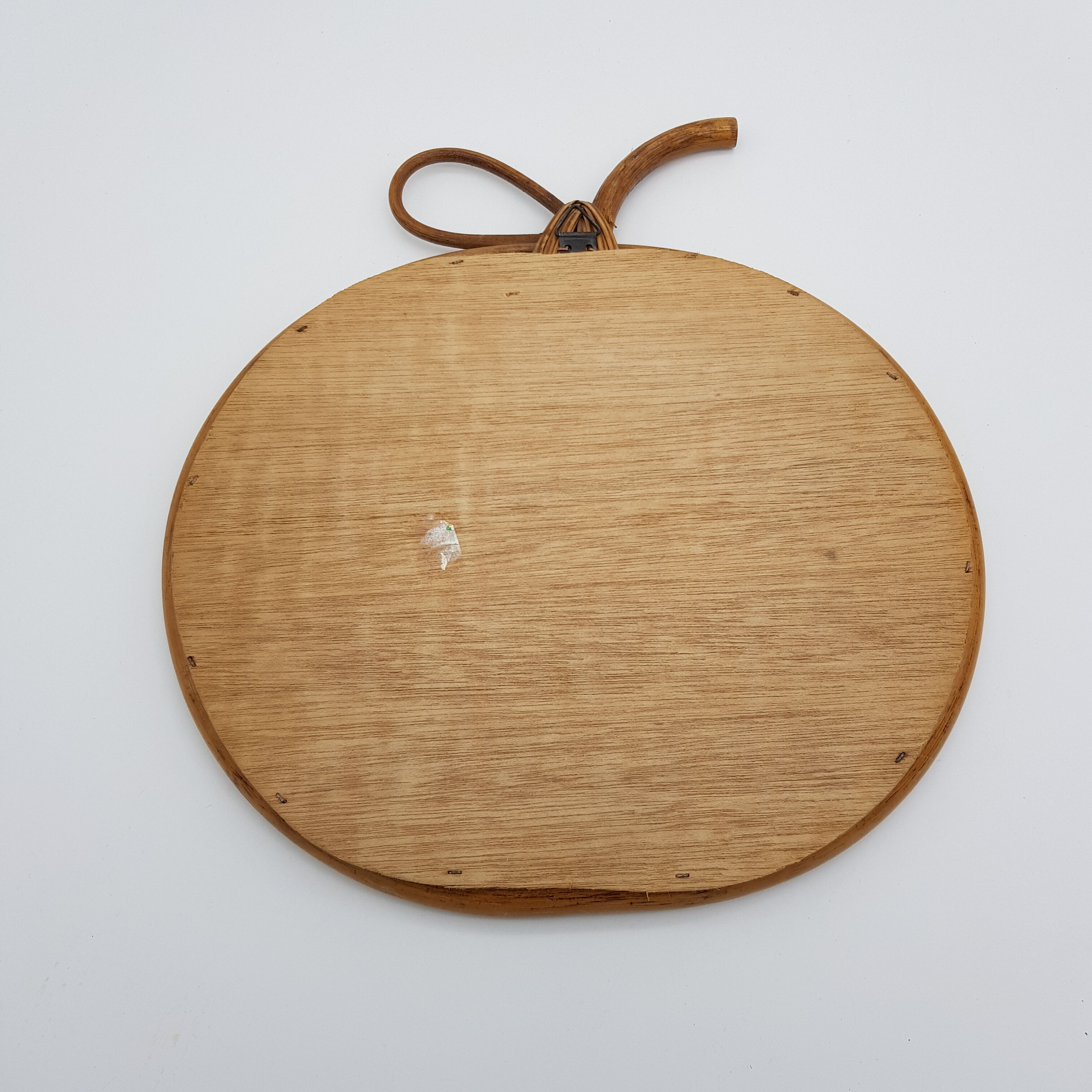 Vintage mirror apple-shaped in bamboo - 32cm