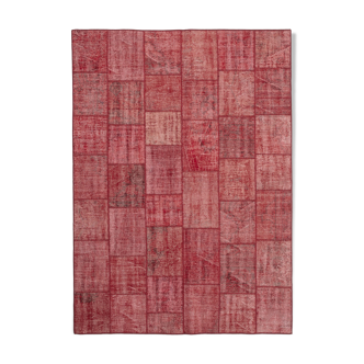 Handmade oriental contemporary 173 cm x 240 cm red patchwork carpet