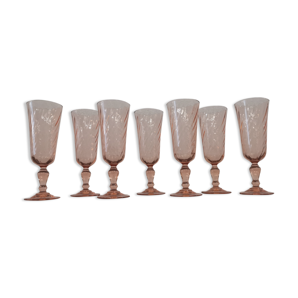 3 Coupes à Champagne Luminarc Rosaline – Vintage, Verre Rose, Bon état
