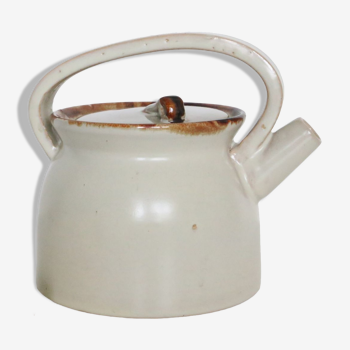 Glazed ceramic teapot, beige, vintage