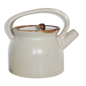 Glazed ceramic teapot, beige, vintage