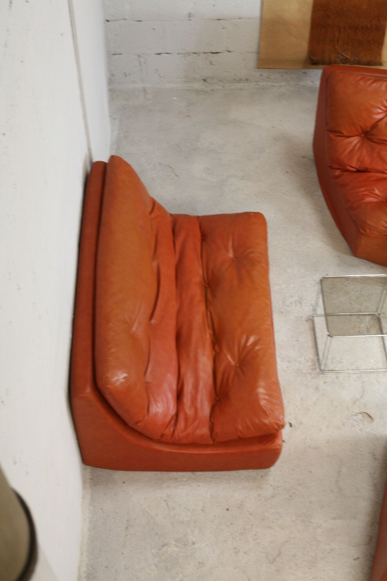 Flexible sofa, orange vinyl and foam, France, circa 1970